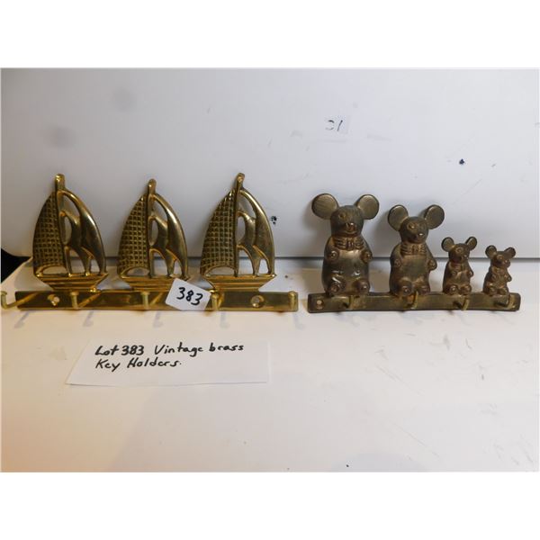 VINTAGE SAILBOAT AND MOUSE BRASS KEY HOLDERS