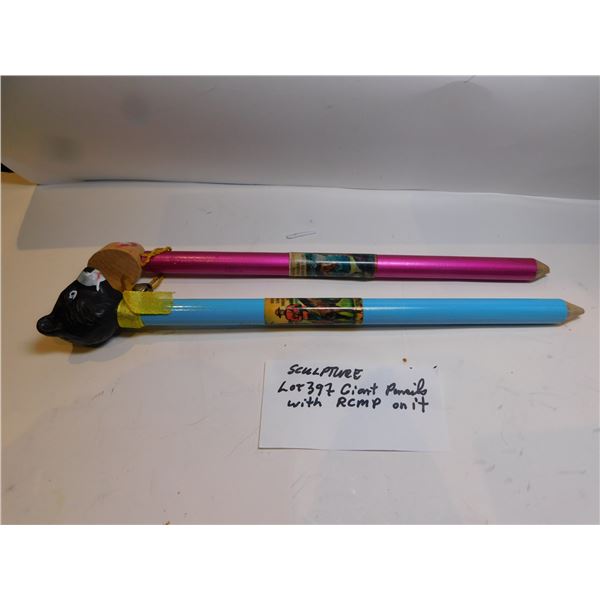 2 LARGE WOODEN SOUVENIR PENCILS, WITH RCMP ON IT