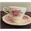 Image 1 : Vintage Aynsley bone china teacup and saucer set. Ping cabbage rose pattern with gold trim.  Peach c