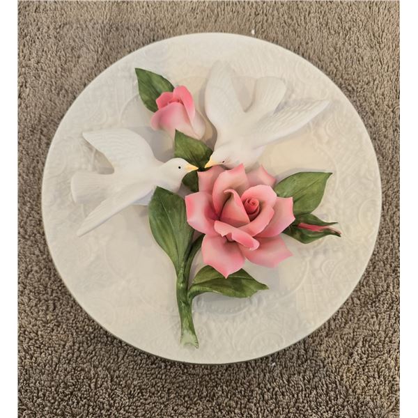 Franklin Mint Capodimonte Doves and Roses of Love Plate - Limited edition.  COA included - in origin