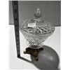 Image 1 : Vintage Ornate Brass and Crystal Lidded Footed Harvest Grape Fruit Bowl.