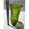 Image 1 : Vintage Avacado Green Crinkle Glass Vase.