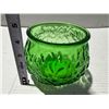 Image 1 : Vintage E.O. Brody Co-Crinkle Textured Green Glass Bowl.