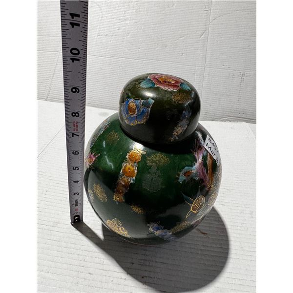 Vintage Cloisonne Oriental Style Lidded Ginger Jar.
