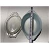 Image 2 : Pyrex Turquoise Snowflake Quart Oval.