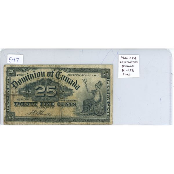 Canada 1900 25 Cents Shinplaster. Boville signature. DC-15b. F-12.
