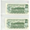 Image 2 : Lot of 2 Consecutive Serial Number 1973 $1 notes. Crow-Bouey signatures. AMR Prefix. Serial Numbers 