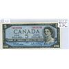 Image 1 : 1954 Modified Portrait $5. Beattie-Rasminsky signatures. I/S Prefix. BC-39b. EF-40.