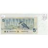 Image 1 : 1986 $5 Replacement note. Thiessen-Crow signatures. ENX Replacement Prefix with Blue Back Position N