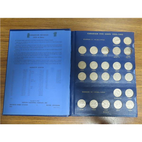 Canadian Nickel Collection 1922 – 1995. Missing only the Key Dates 1925 & 1926 Far 6. House