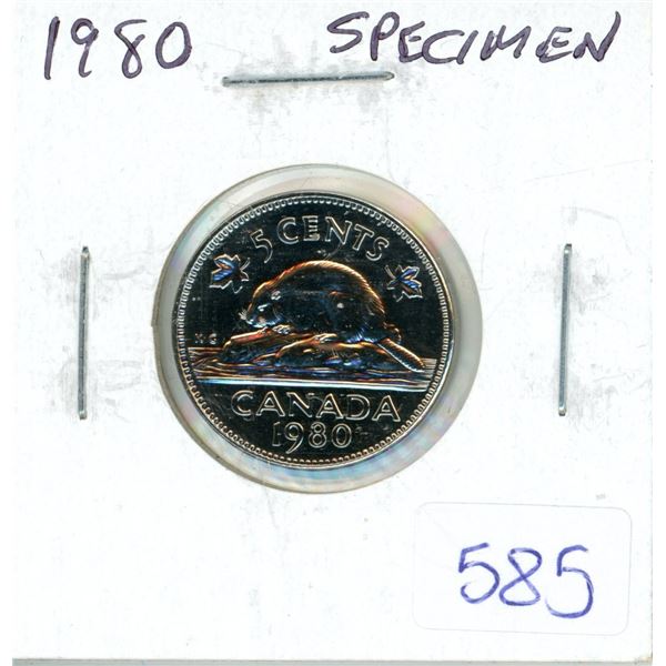 1980 Canadian 5 Cents. Specimen-66 from a Specimen set.