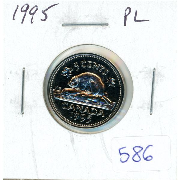 1995 Canadian 5 Cents. Proof Like-65 from a PL set.