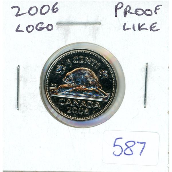 2006 Canadian 5 Cents. Royal Canadian Mint Logo. Proof Like-65 from a PL set.