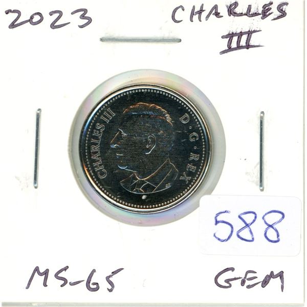 2023 King Charles III 5 Cents. The first nickel issued for the new king. MS-65 Gem from an original 