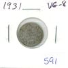 Image 1 : 1931 Canadian Silver 10 Cents. VG-8.