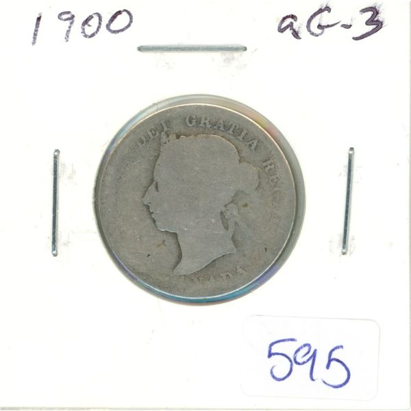 1900 Canadian Victorian Silver 25 Cents. aG-3 with readable date.