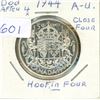 Image 1 : 1944 Canadian Silver 50 Cents.  The Hoof touches the last 4. AU-50. Nice.