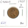 Image 1 : Cyprus. 1955 3 Mil. Flying Fish. BU.