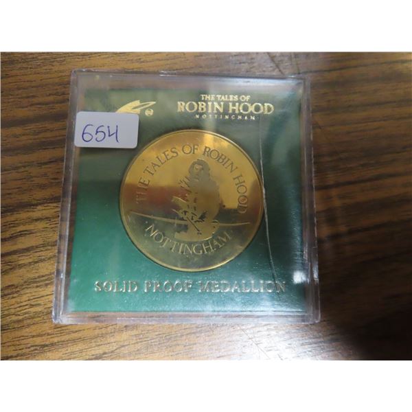 Great Britain. The Tales of Robin Hood Solid Proof Medallion. Depicts Robin/Nottingham Castle. House