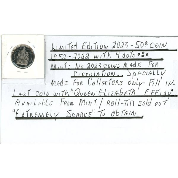 limited edition 2023 50 cent coin 1952-2022