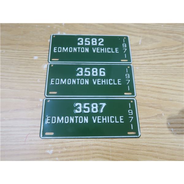 3 1971 edmonton vehicle plates