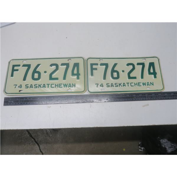pair of 1974 sask license plates