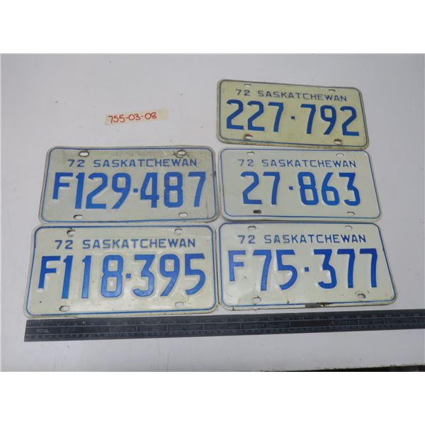 5 1972 sask license plates