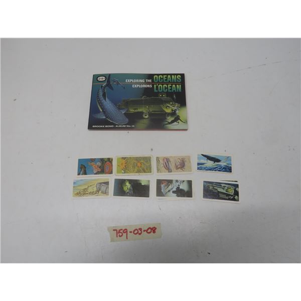 12 red rose tea cards (exploring the oceans) plus full book and brook bond foods envelope
