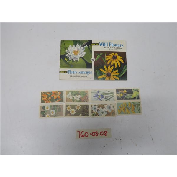 8 red rose tea cards (wild flowers of north america) plus full book