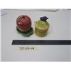 Image 1 : 2 ceramic sugar containers with spoons 4" tall
