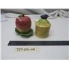Image 2 : 2 ceramic sugar containers with spoons 4" tall