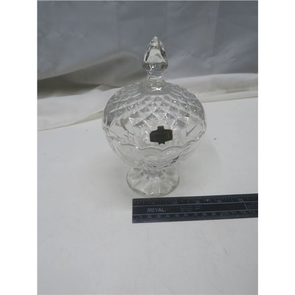 vintage crystal glass candy with with lid 8"x6"