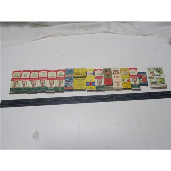 16 empty match books co-op, Esso, Canadian pac, fic, Minneapolis - moline