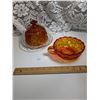 Image 1 : Vintage Amberina Orange/Red Glass Nappy and, Covered Butter / Cheese / Sandwich Dish