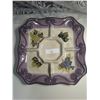 Image 1 : Vintage Handpainted Merlot Divided Serving Platter (missing dipping bowl) Approx. 13" Square