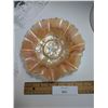 Image 2 : Vintage Carnival Glass Hat and Dish Marigold Ruffled Edge with Embossed Floral Design