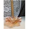 Image 5 : Vintage Carnival Glass Hat and Dish Marigold Ruffled Edge with Embossed Floral Design