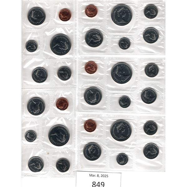 Five - 6 Coin Sets of 1987 Uncirculated Canadian Coins