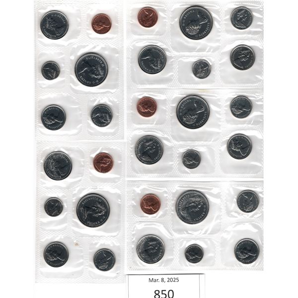 Five - 6 Coin Sets of 1977 Uncirculated Canadian Coins
