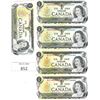 Image 1 : Five Circulated 1973 Canadian One Dollar Bills