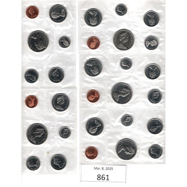 Five - 6 Coin Sets of 1969 Uncirculated Canadian Coins