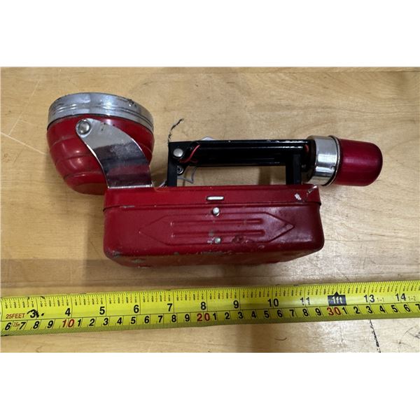 Vintage Red Metal Hand Flashlight.