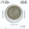 Image 1 : 1936 Canadian Twenty-Five Cent