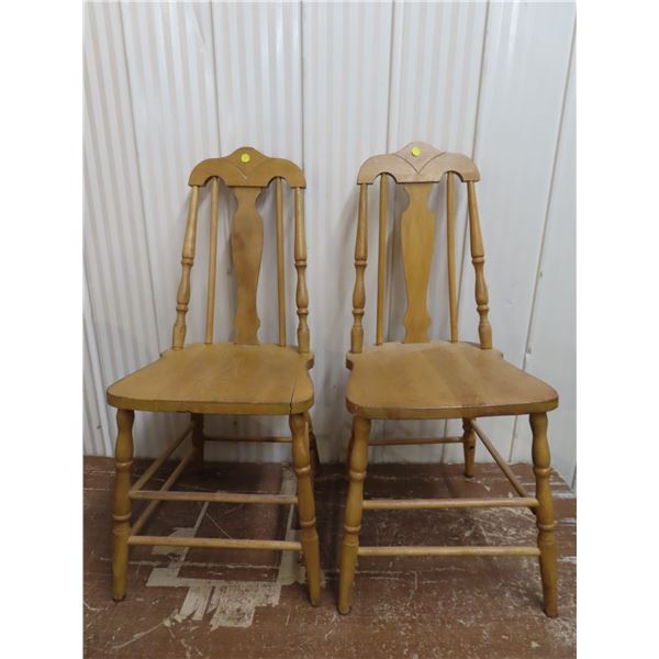 Two antique wooden chairs. (Height 34 Inch)