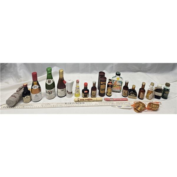 VARIOUS VINTAGE ALCOHOL, CIGAR IN CASE.  SOME INTERNATIONAL.