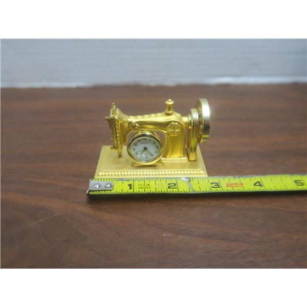 gold miniature singer sewing machine clock