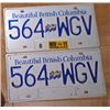 Image 1 : 2008, or earlier, British Columbia Passenger License Plates 564-WGV