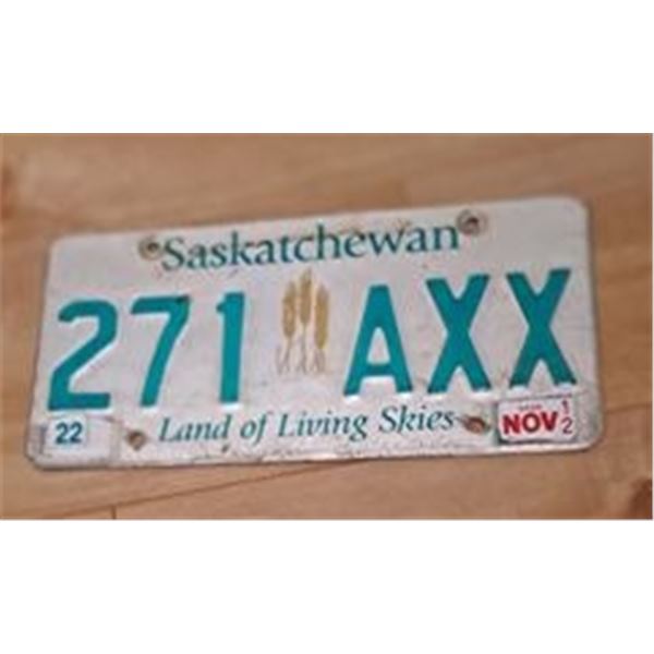 2012 Passenger License Plate 271 AXX