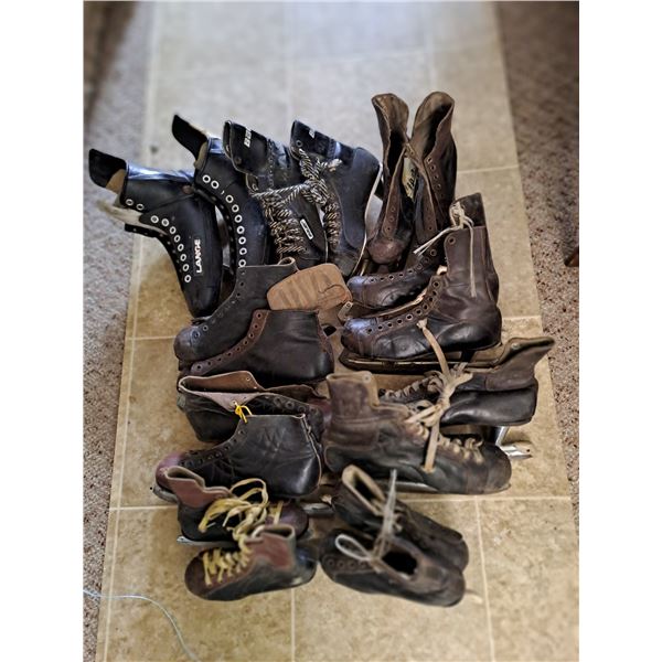 Nine Pairs Boy’s and Men’s Vintage Skates. Assorted makes and sizes