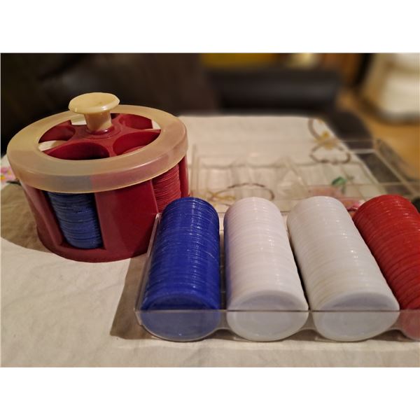Vintage Poker Chips and Stand